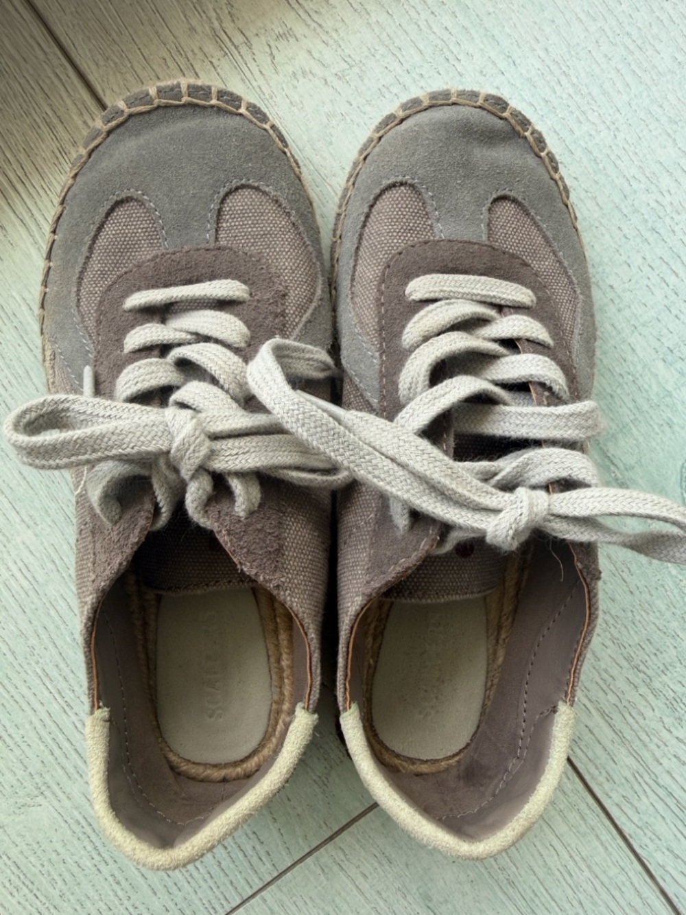 Kids Espadrille Slip-On in Taupe and grey. Worn once